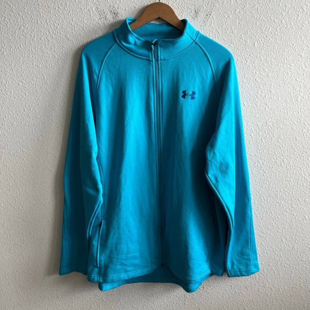 Under Armour Men's Light Blue Full Zip Fleece Jacket Size XL Loose Fit